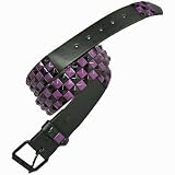 Emo Belt|Checker Board Design|Pyramid Spikes|Purple and Black – M