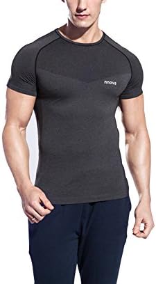 Bemind Men Tight Bicycle Quick Dry Short Sleeve T Shirt M Dark Grey