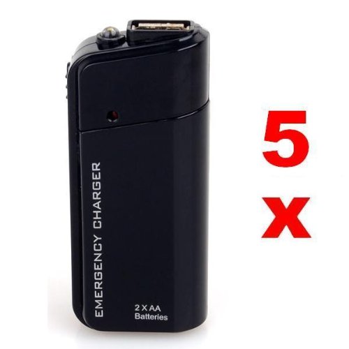 Neewer 5x Portable AA Battery Powered Emergency Charger with Flashlight - Black - For for ANY USB Charging Device - iPhone, iPod, Cell Phone, Mobile Device!!
