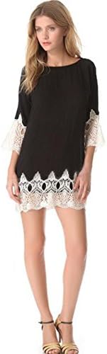 Sumous Fashion Women's Ladies Lace Three Quarter Sleeve Dress Black