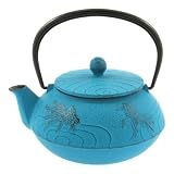 Iwachu Japanese Iron Teapot Tetsubin Turquoise Goldfish
