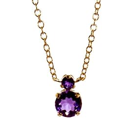 14k Yellow Gold Amethyst Teardrop Necklace, 18'' by