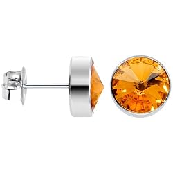 11mm Bezel November Birthstone Stud Earrings