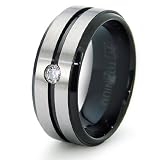 8mm Black Titanium Ring with CZ (Sizes 6-8)