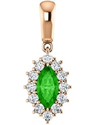 10K Rose Gold 8.00x4.00mm Marquise Cut Tsavorite and Diamond Pendant -- LIFETIME WARRANTY