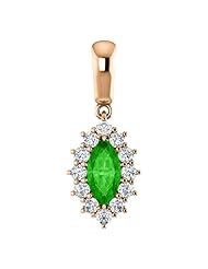 18K Rose Gold 8.00x4.00mm Marquise Cut Tsavorite and Diamond Pendant -- LIFETIME WARRANTY