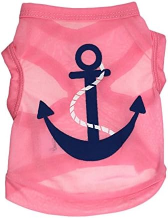 JZN Pet Dog Clothes Shirt Boat Anchors Pattern Dogs Cat Summer Costumes Tank Top Vest