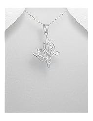 Butterfly Pendant Necklace In 92.5 Sterling Silver