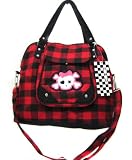 Cute Skull Checked Purse, Shoulder, Tote Hand Bag Red