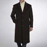 BGSD Men's Cashmere Blend Long Walking Coat - Black Medium