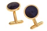 Round Genuine Sodalite Cuff Links