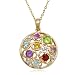 18k Gold Overlay Sterling Silver, Diamond-Accent and Multi-Gemstone Pendant, 18"
