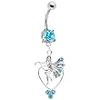Aqua Cz Heart Fairy Belly Ring