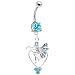 Aqua Cz Heart Fairy Belly Ring