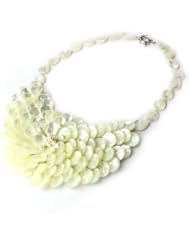 O-stone White Pearl Nacre Pendant Necklace Flower Ocean Mother of Pearl