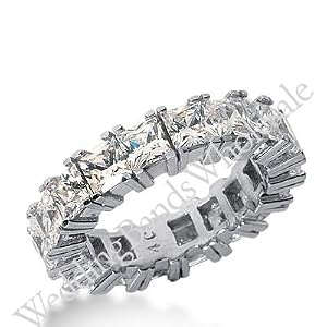 950 Platinum Diamond Eternity Wedding Bands, Prong Setting 7.00 ctw. DEB1814PLT - Size 10