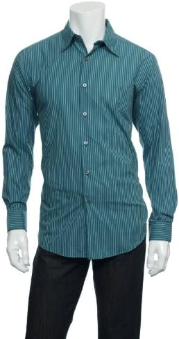 Via Europa Blue Vertical Striped Button Down Shirt Sport , Size Medium
