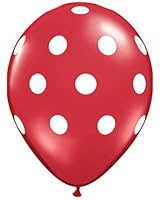 11" Red Latex Balloons with White Polka Dots 12 Pack