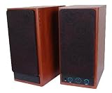 Stellar Labs Active Two Way Monitor Speaker Set Cherry Veneer Finish 3.5mm Headphone Output