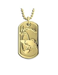 14k Yellow Gold Come Fly With Me Dog Tag Necklace Pendant. Made in USA.