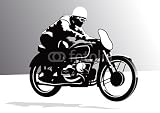 Wallmonkeys Peel and Stick Wall Decals - Biker on Motorcycle Vector Background - Removable Graphic