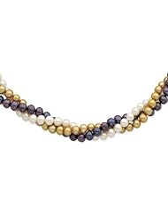 14K 6-6.5mm White/Black/Gold 18in Freshwater Cultured Pearl Necklace.