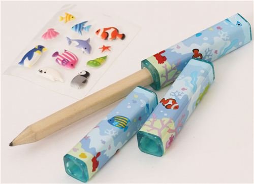 Imagen 4 de Capuchones lápiz kawaii animales marinos y peces pegatinas