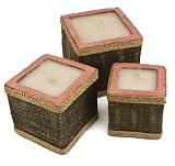 Set of 3 Woven Terra Cotta Candles