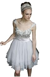  Chiffon/Taffeta/Tulle Crystals Crystal Lace Applique Beaded Short  Ball Gown  Dress