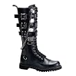 MENS SIZING Leather Calf Boots Black Gothic Boots Hardware Buckles Combat Boots Metal Plates