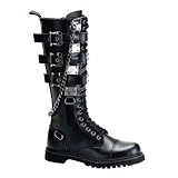 MENS SIZING Leather Calf Boots Black Gothic Boots Hardware Buckles Combat Boots Metal Plates