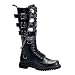 MENS SIZING Leather Calf Boots Black Gothic Boots Hardware Buckles Combat Boots Metal Plates