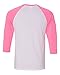 Bella Canvas Unisex 3/4-Sleeve Baseball T-Shirt L White/NEON Pink