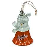 Pack of 3 MLB Baltimore Orioles Snowman Bell Christmas Ornaments 2.5"
