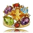 Citrine, Amethyst, Peridot, Garnet, Blue Topaz & Diamond 14K Gold Ring