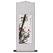 Handmade Bamboo & Plum Blossom Scroll Wall Art Painting