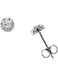 14K White Gold Diamond Cluster Earrings - 0.37 Ct. Total Weight -- LIFETIME WARRANTY