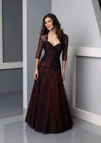 Click here to order this product from Amazon.com Mother of the Bride Beaded Cutouts Long Sleeve Organza Formal Wedding Party Gown MOB Dress