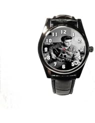 ELVIS PRESLEY WRIST WATCH UNISEX MENS WOMANS WITH BLACK CROCO BAND & ROUND FACE