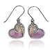 Sterling Silver Marcasite and Purple Epoxy Heart Earrings