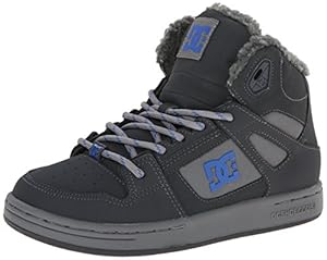 DC Rebound WNT Skate Shoe (Little Kid/Big Kid),Grey/Grey/Blue,1.5 M US Little Kid