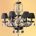 Lumax Lighting 0022-27PBN 6L Polished Blk Nickel Egyptian Empire Color Crystals Chandelier