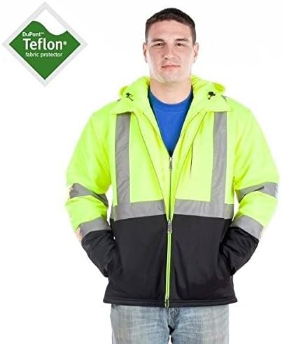 Utility ProWear Industry Hooded Soft Shell Jacket Class 3, YLW/BLK BTM, 5XL UHV801X-XXXXXL-YB