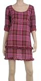 MAXSTUDIO ROLLED CUFFED SLEEVE PLAID DRESS