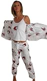 41L84rLb 1L. SL160  Ladybug Pajama, Womens 100% Cotton Knit Tank Top/Sateen Bottom, White, S 3X, 2X