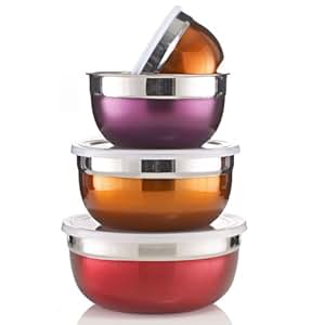 Schüssel-Set "Indian-Summer" aus Edelstahl mit Deckel Bunt