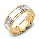 Designer Inspired Contemporary 14K Two Tone Gold Wedding Band Ring