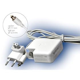 45W Original Adaptateur chargeur secteur pour Apple iBook G4 12'' 12.1" 14'' 14.1" 2001 2004 aluminium Notebook Mac PowerBook Titanium compatible avec M4402 M8482 M8943 M8943LL M8943LL/A A1021 661-3049 2,5mm x 7,7 1.875A 24V. avec c�ble d'alimentation standard europ�en.