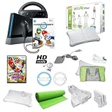 Exclusive Nintendo Wii Black Mario Kart Holiday Bundle with Wii Fit Plus, Yoga Mat, Games, Wheels, and More By Nintendo (New)