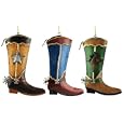 Set of 3 Western Style Cowboy Boots Christmas Ornaments